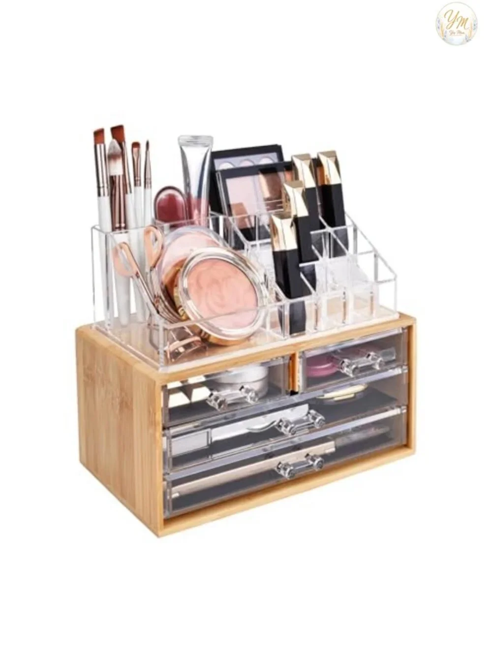 Clear Acrylic Makeup Organizer with 4 Drawers and 12 Lipstick Slots